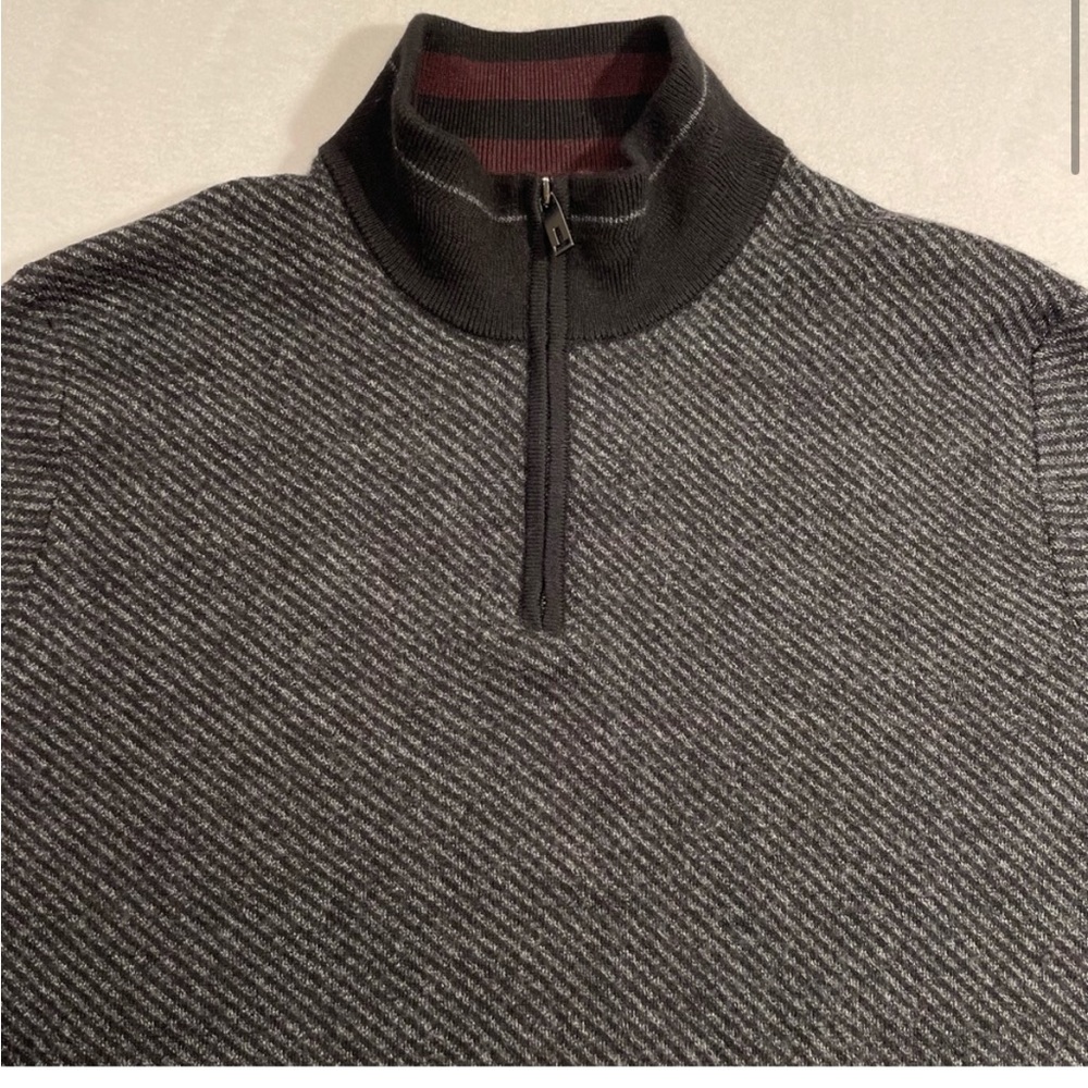 Ted Baker London Mens 1/4 Zip Wool Blend Sweater Size 6 In Ted We Trust